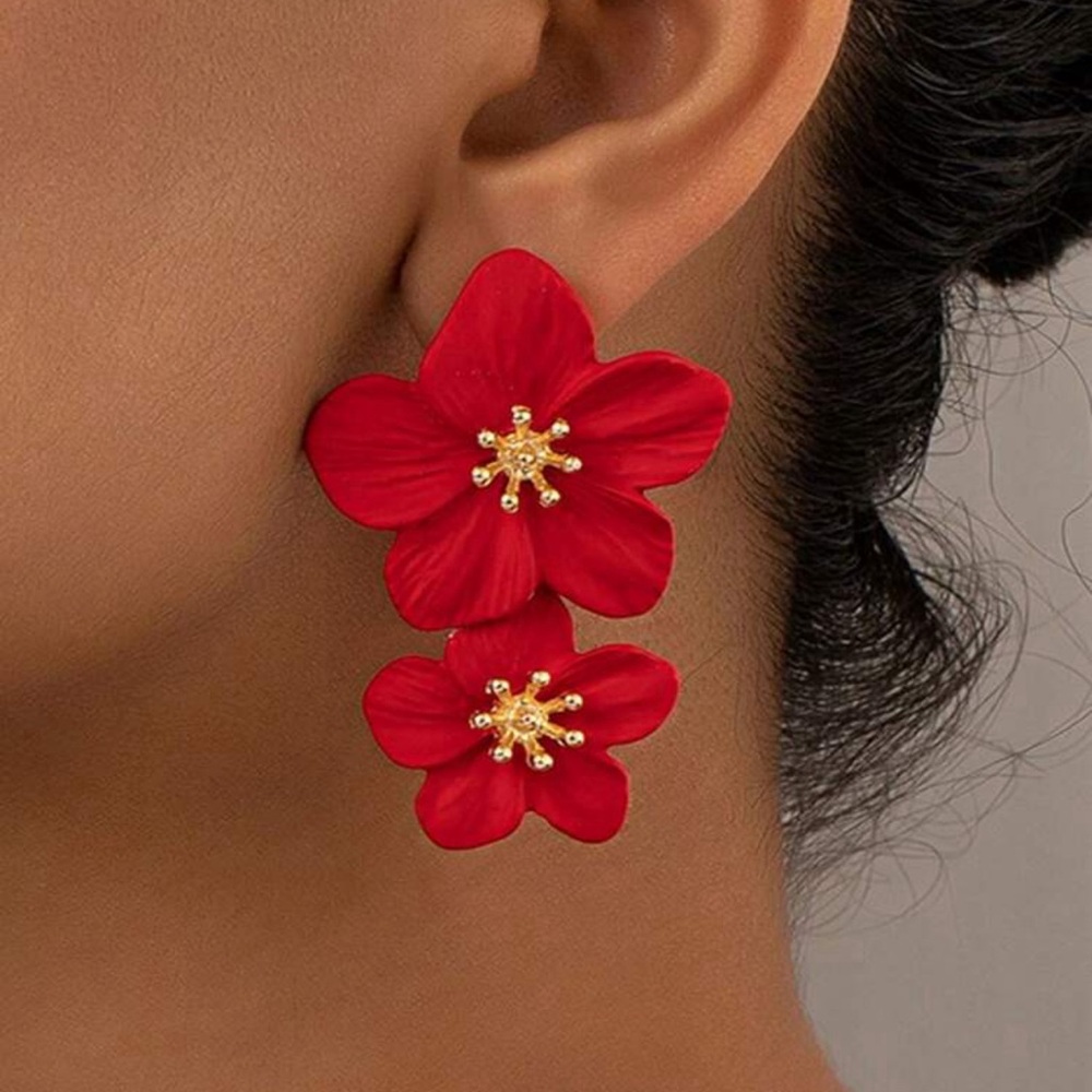 Red Flower Earrings
